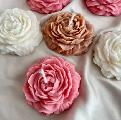 Scented Rose Shaped Candles Pack of 2 (Rose - RED)